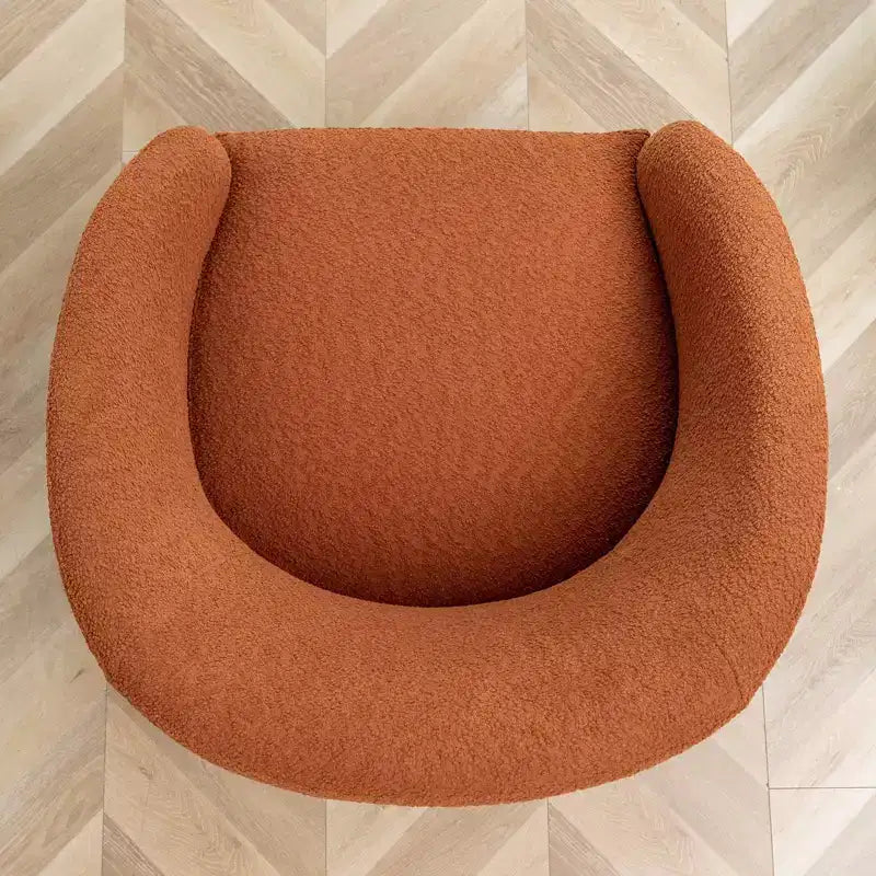 Poltrona girevole a botte con rivestimento in tessuto Boucle, larghezza 32 pollici - Kinwell