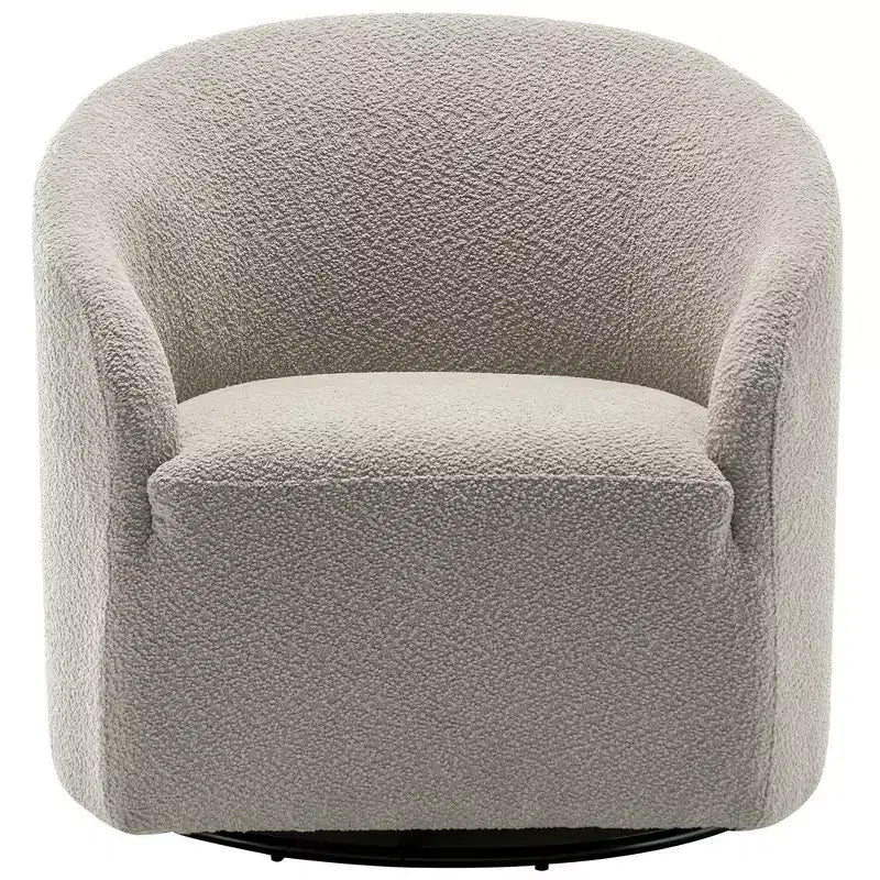 Poltrona girevole a botte con rivestimento in tessuto Boucle, larghezza 32 pollici - Kinwell