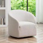 Poltrona girevole a botte con rivestimento in tessuto Boucle, larghezza 32 pollici - Kinwell