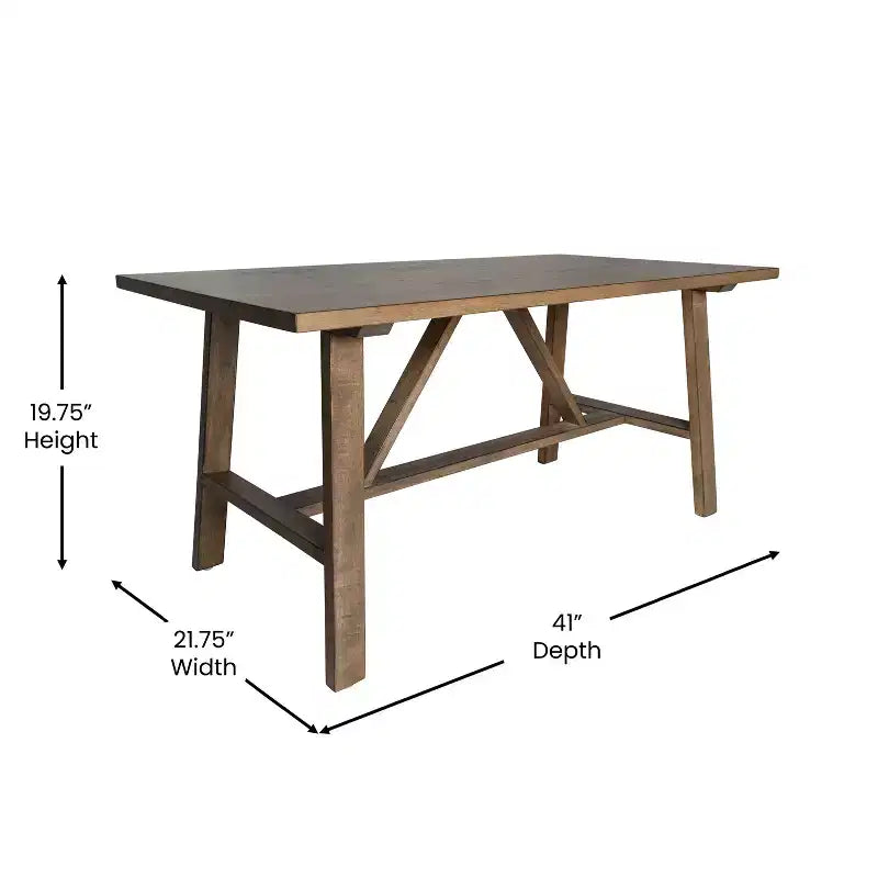 Tavolino da caffè a cavalletto Emma e Oliver in legno massello stile rustico