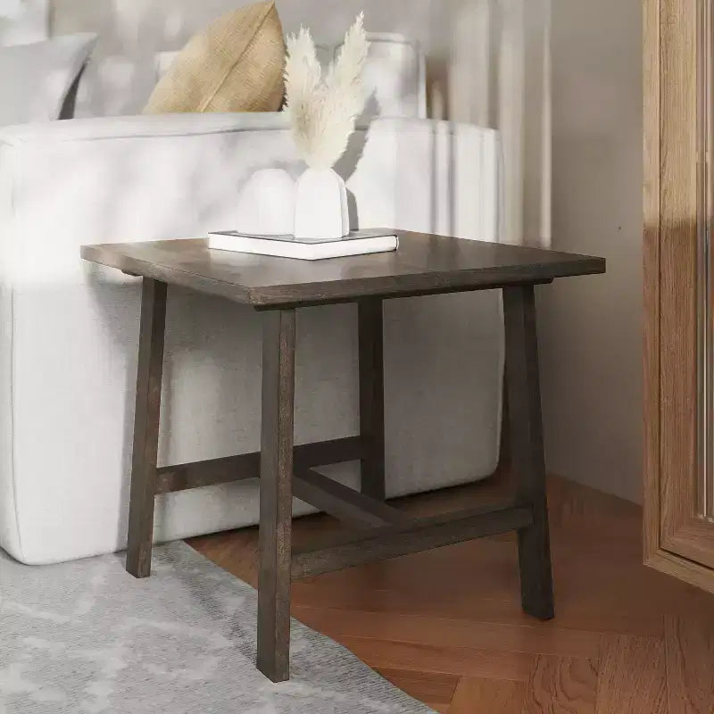 Flash Furniture Eli Tavolino Rustico in Legno Massello, Tavolino d'Appoggio Stile Cavalletto