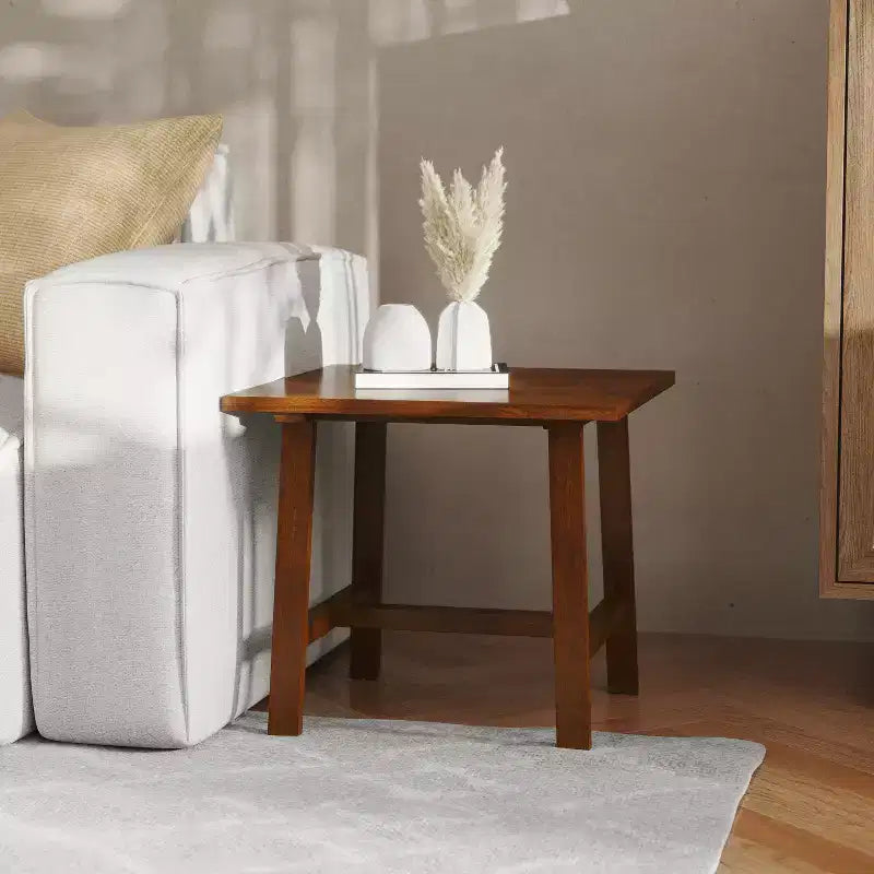 Flash Furniture Eli Tavolino Rustico in Legno Massello, Tavolino d'Appoggio Stile Cavalletto