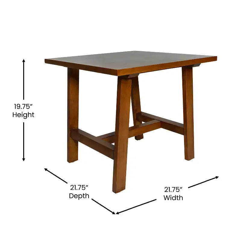 Flash Furniture Eli Tavolino Rustico in Legno Massello, Tavolino d'Appoggio Stile Cavalletto