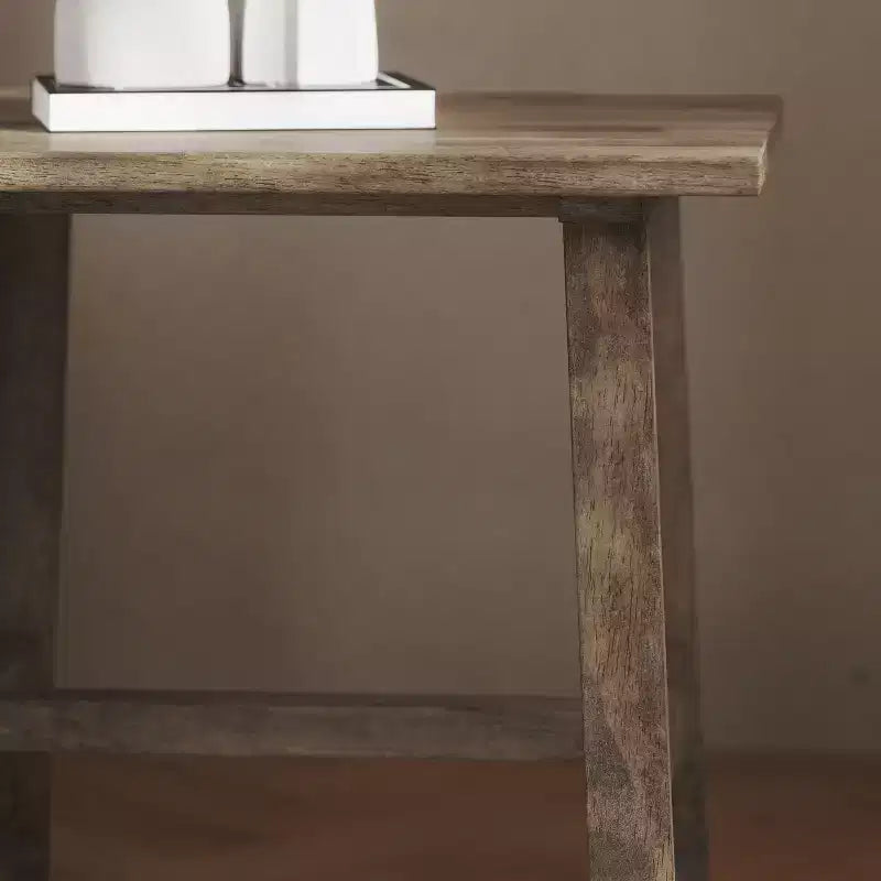Flash Furniture Eli Tavolino Rustico in Legno Massello, Tavolino d'Appoggio Stile Cavalletto