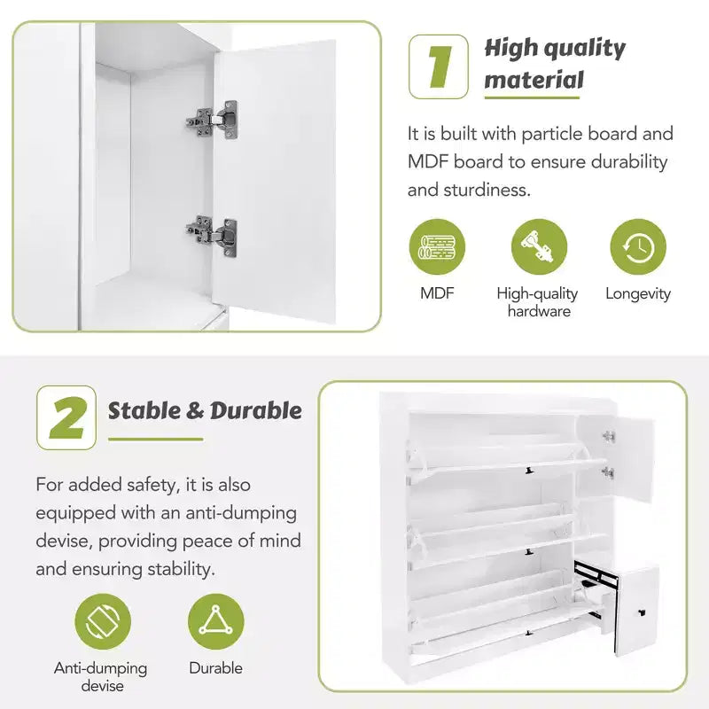 Scarpiera Versatile con 3 Cassetti a Scomparsa e Seduta Ribaltabile - ModernLuxe