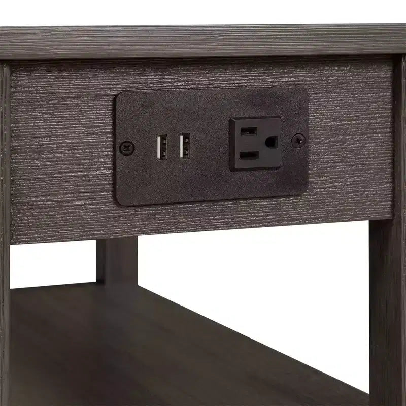 Tavolino American Heritage 1 cassetto con caricatore e ripiani - Breighton Home