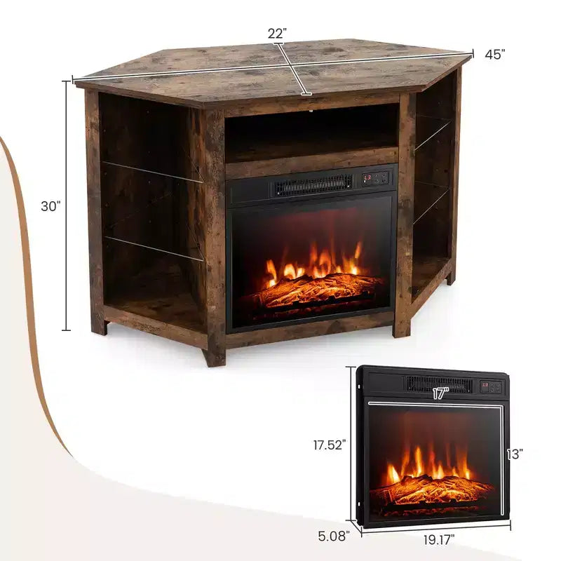Mobile TV Costway con caminetto e luci a LED, caminetto elettrico da 18'' per TV fino a 50'' Grigio/Marrone/Nero/Bianco