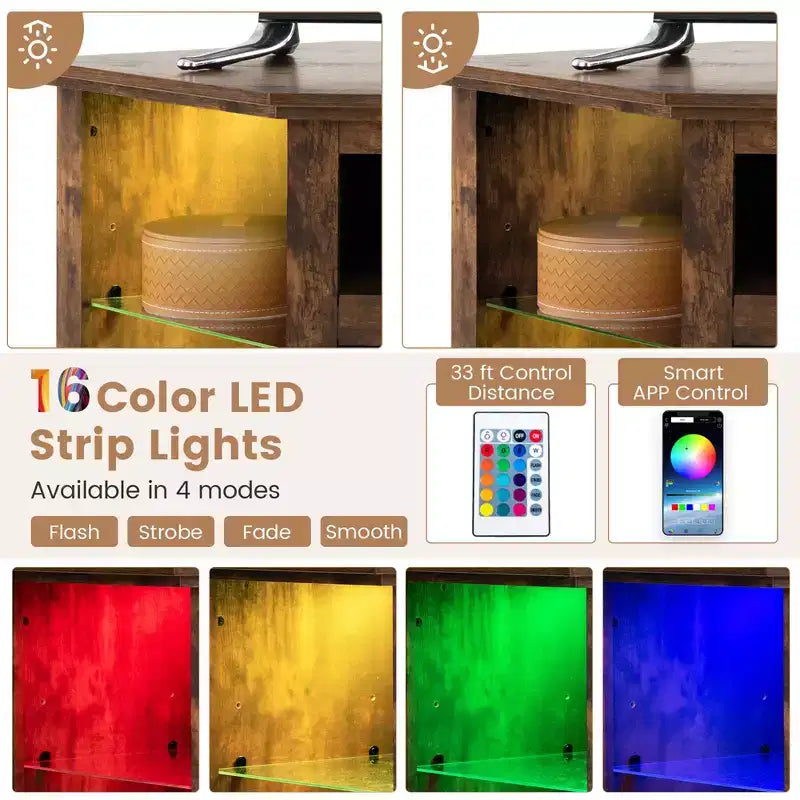Mobile TV Costway con caminetto e luci a LED, caminetto elettrico da 18'' per TV fino a 50'' Grigio/Marrone/Nero/Bianco