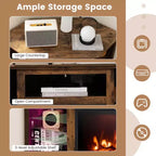 Mobile TV Costway con caminetto e luci a LED, caminetto elettrico da 18'' per TV fino a 50'' Grigio/Marrone/Nero/Bianco
