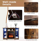 Mobile TV Costway con caminetto e luci a LED, caminetto elettrico da 18'' per TV fino a 50'' Grigio/Marrone/Nero/Bianco
