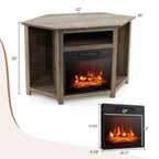 Mobile TV Costway con caminetto e luci a LED, caminetto elettrico da 18'' per TV fino a 50'' Grigio/Marrone/Nero/Bianco