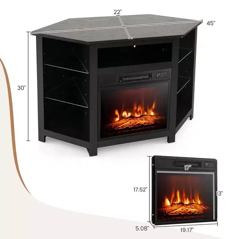 Mobile TV Costway con caminetto e luci a LED, caminetto elettrico da 18'' per TV fino a 50'' Grigio/Marrone/Nero/Bianco