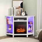 Mobile TV Costway con caminetto e luci a LED, caminetto elettrico da 18'' per TV fino a 50'' Grigio/Marrone/Nero/Bianco