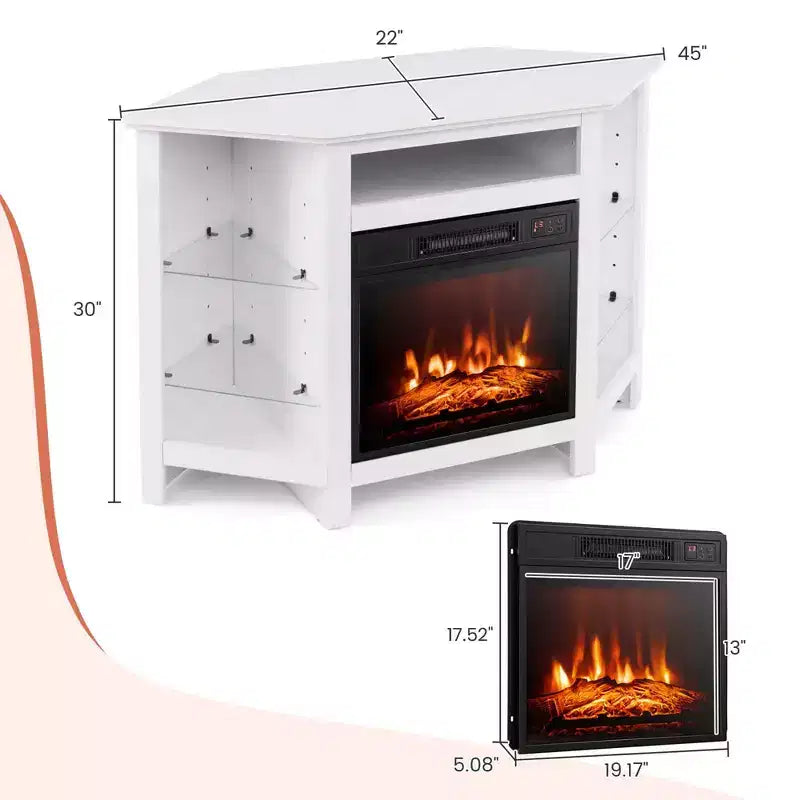 Mobile TV Costway con caminetto e luci a LED, caminetto elettrico da 18'' per TV fino a 50'' Grigio/Marrone/Nero/Bianco