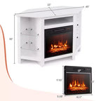 Mobile TV Costway con caminetto e luci a LED, caminetto elettrico da 18'' per TV fino a 50'' Grigio/Marrone/Nero/Bianco
