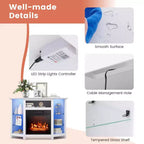Mobile TV Costway con caminetto e luci a LED, caminetto elettrico da 18'' per TV fino a 50'' Grigio/Marrone/Nero/Bianco