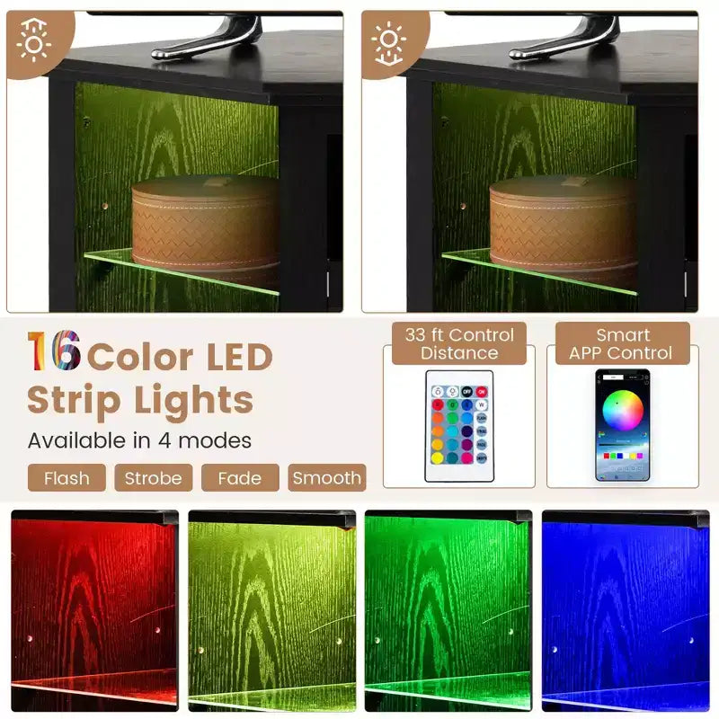 Mobile TV Costway con caminetto e luci a LED, caminetto elettrico da 18'' per TV fino a 50'' Grigio/Marrone/Nero/Bianco