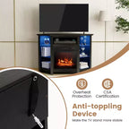 Mobile TV Costway con caminetto e luci a LED, caminetto elettrico da 18'' per TV fino a 50'' Grigio/Marrone/Nero/Bianco