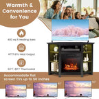 Mobile TV Costway con caminetto e luci a LED, caminetto elettrico da 18'' per TV fino a 50'' Grigio/Marrone/Nero/Bianco