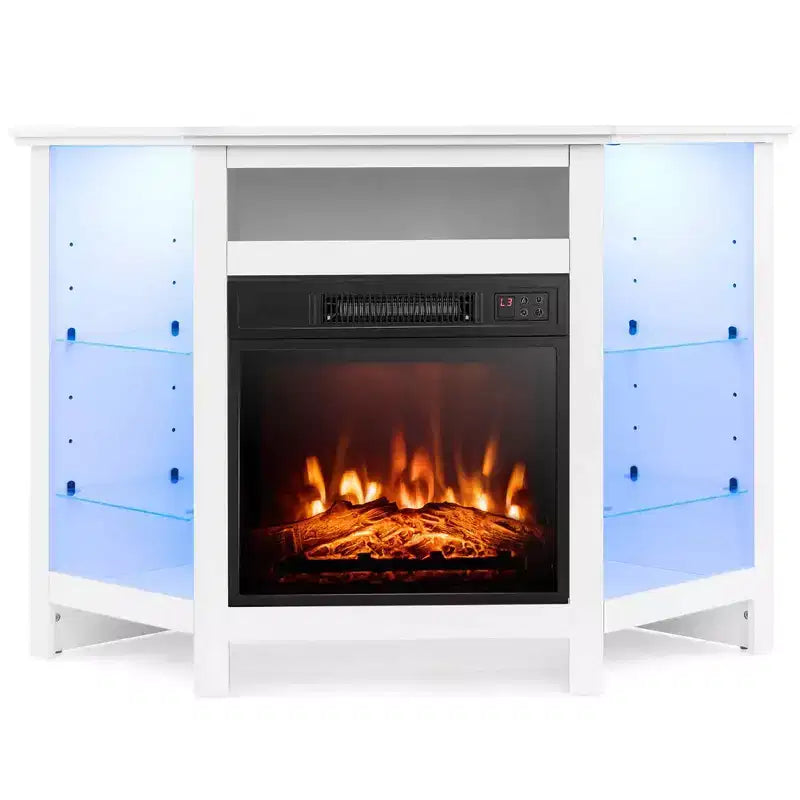 Mobile TV Costway con caminetto e luci a LED, caminetto elettrico da 18'' per TV fino a 50'' Grigio/Marrone/Nero/Bianco
