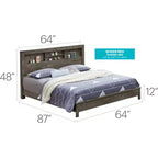 Passion Furniture Letto matrimoniale Queen Burlington con mensole portaoggetti
