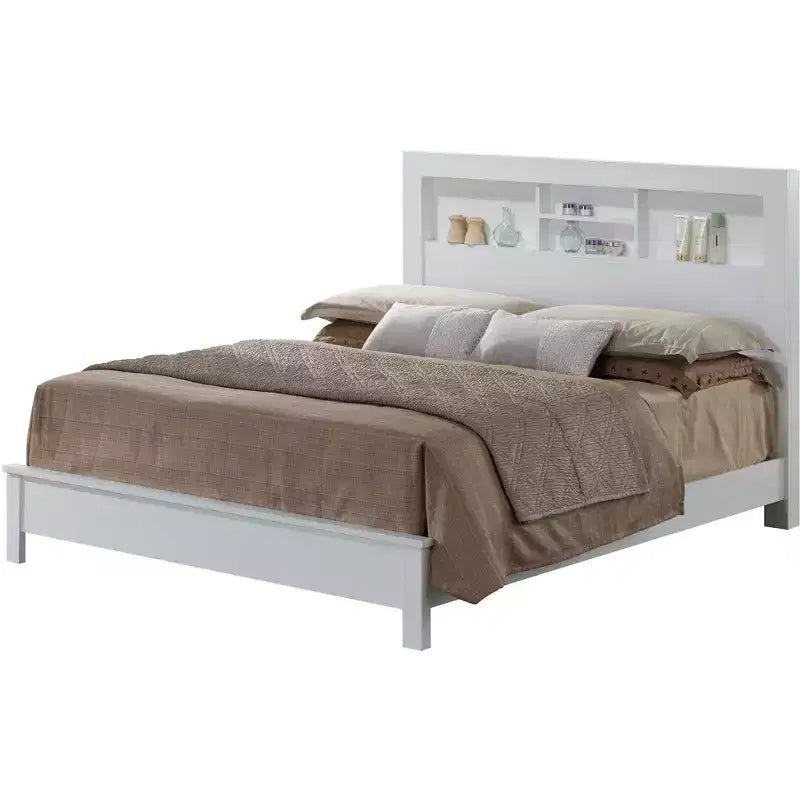 Passion Furniture Letto matrimoniale Queen Burlington con mensole portaoggetti