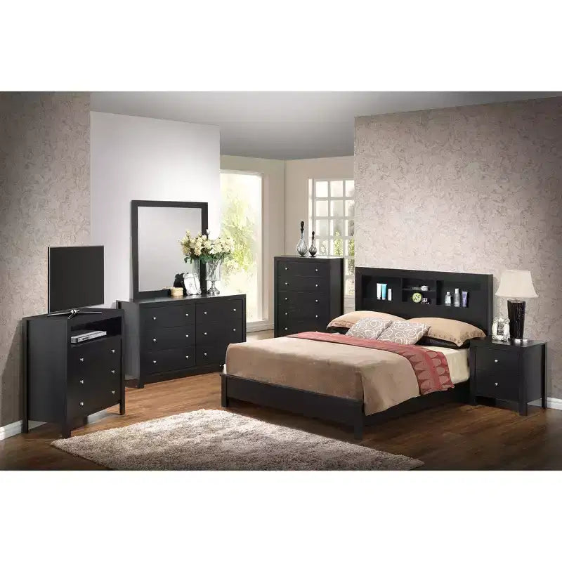 Passion Furniture Letto matrimoniale Queen Burlington con mensole portaoggetti