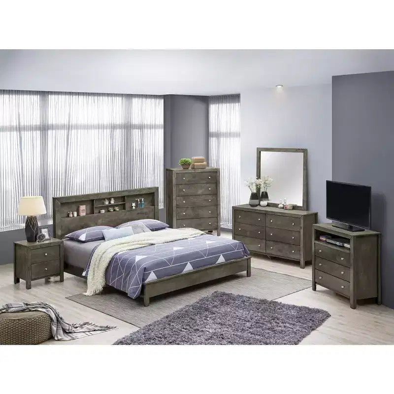 Passion Furniture Letto matrimoniale Queen Burlington con mensole portaoggetti