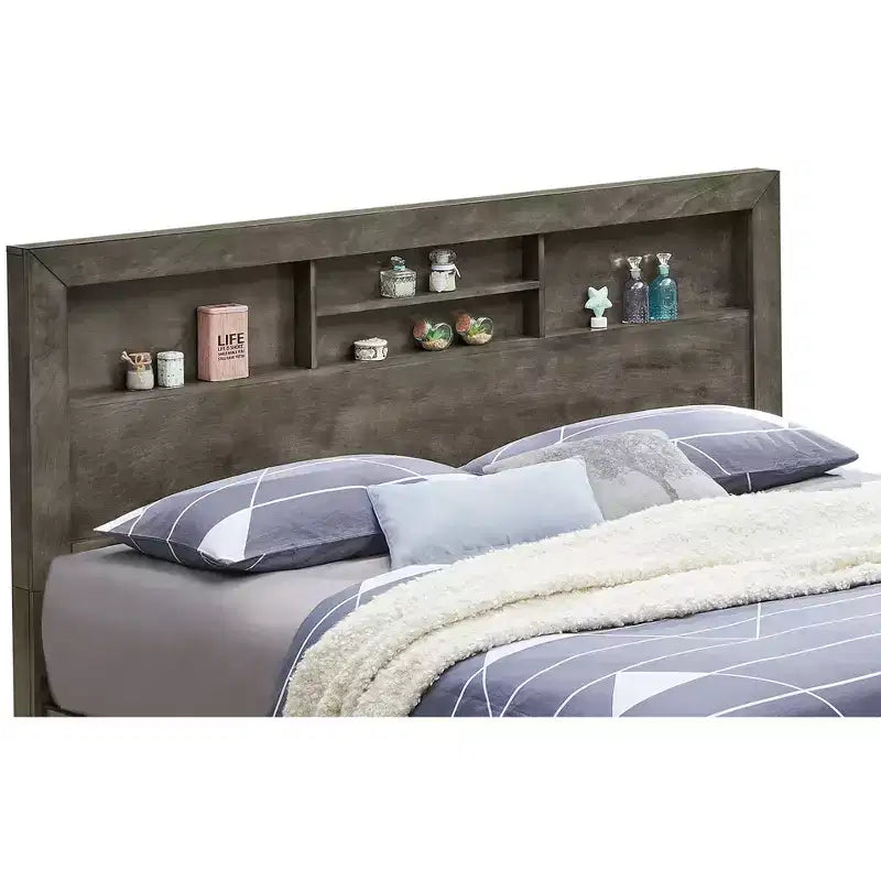 Passion Furniture Letto matrimoniale Queen Burlington con mensole portaoggetti