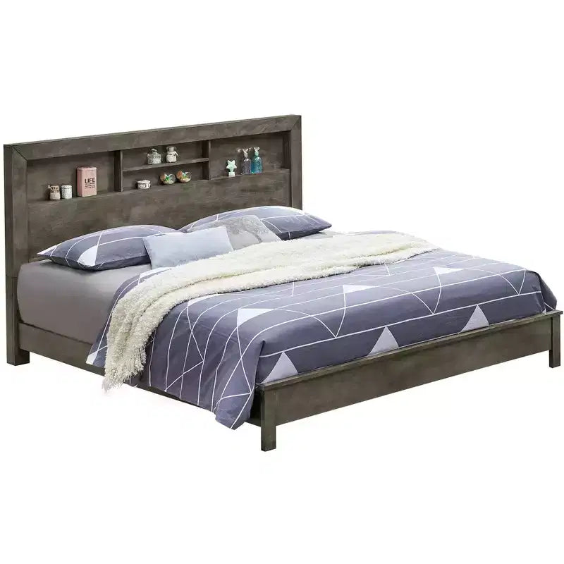 Passion Furniture Letto matrimoniale Queen Burlington con mensole portaoggetti