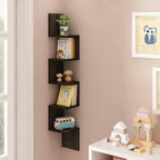 Furinno Libreria angolare a 5 ripiani a forma di S, colore espresso