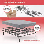 Hollywood Bed Frame Emerge Base Materasso Pieghevole con Gambe Attaccabili Diviso Nero