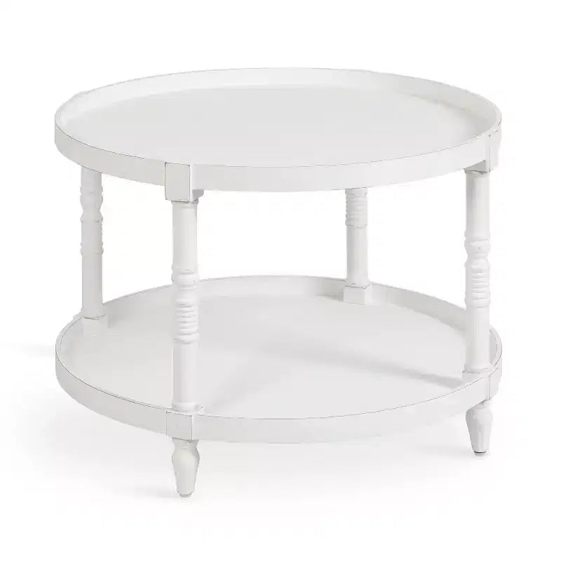 Kate and Laurel Bellport Round Wood Coffee Table, 29x29x21, White