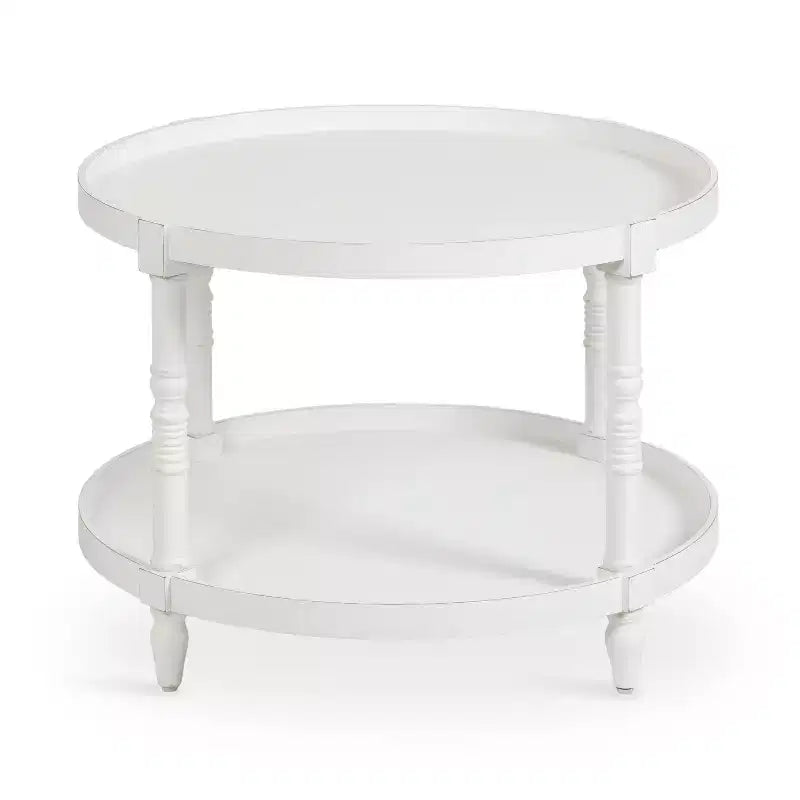 Tavolino rotondo in legno Kate e Laurel Bellport, 29x29x21, bianco