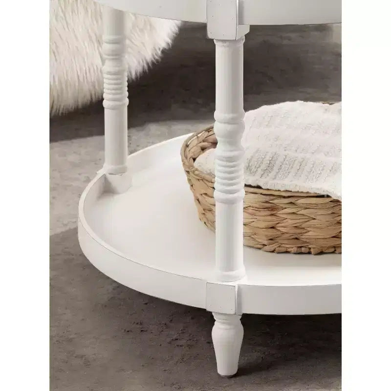 Tavolino rotondo in legno Kate e Laurel Bellport, 29x29x21, bianco