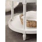 Tavolino rotondo in legno Kate e Laurel Bellport, 29x29x21, bianco