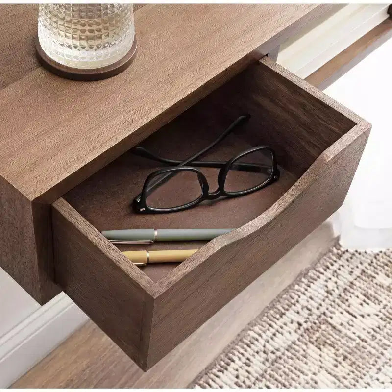 Tavolino da salotto galleggiante rettangolare in legno Kate and Laurel Hutton, 22x10x5,5, marrone noce