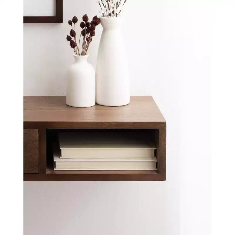 Tavolino da salotto galleggiante rettangolare in legno Kate and Laurel Hutton, 22x10x5,5, marrone noce