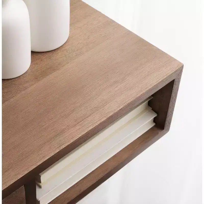 Tavolino da salotto galleggiante rettangolare in legno Kate and Laurel Hutton, 22x10x5,5, marrone noce