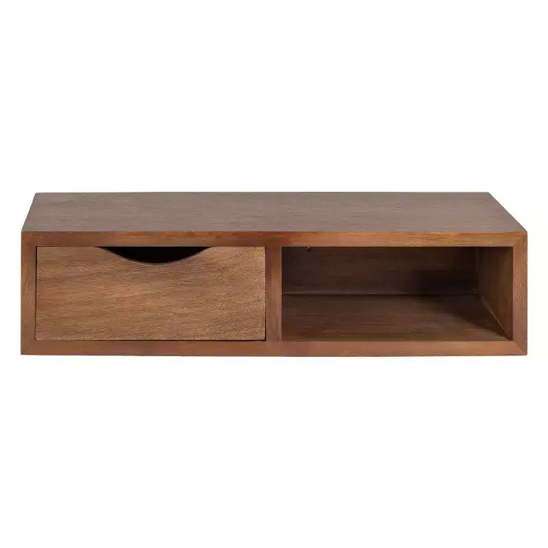 Tavolino da salotto galleggiante rettangolare in legno Kate and Laurel Hutton, 22x10x5,5, marrone noce