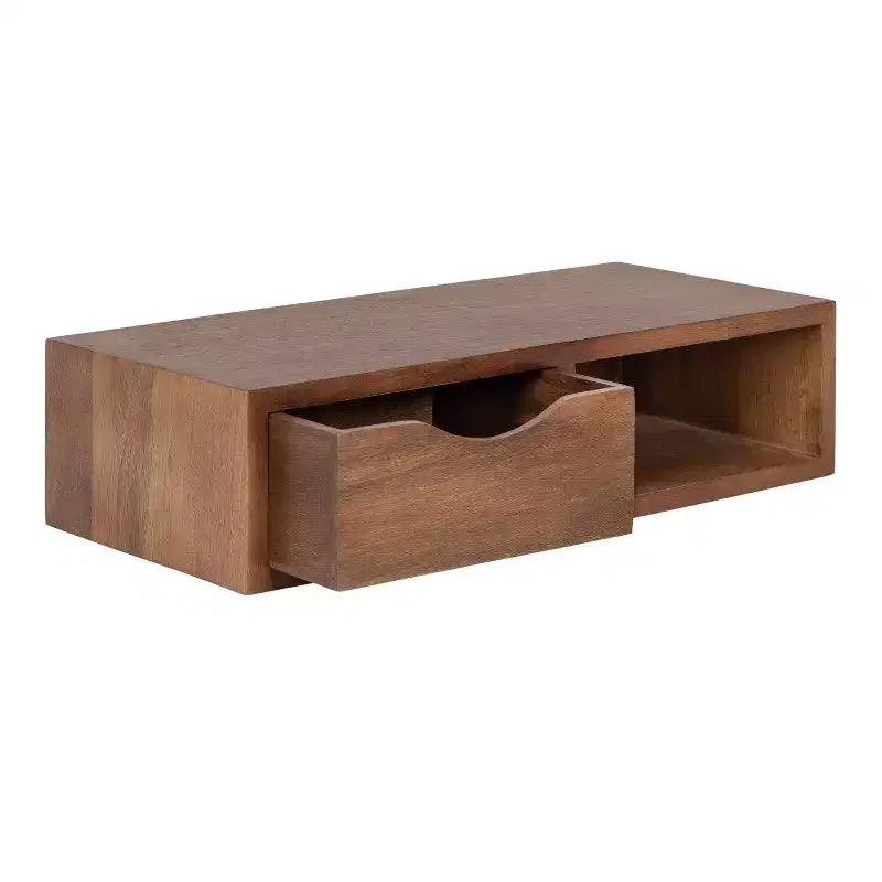 Tavolino da salotto galleggiante rettangolare in legno Kate and Laurel Hutton, 22x10x5,5, marrone noce