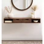 Tavolino da salotto galleggiante rettangolare in legno Kate and Laurel Hutton, 22x10x5,5, marrone noce