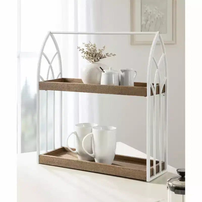 Mensole decorative rettangolari in legno Kate and Laurel Castille, 20x7x22, bianco e marrone rustico