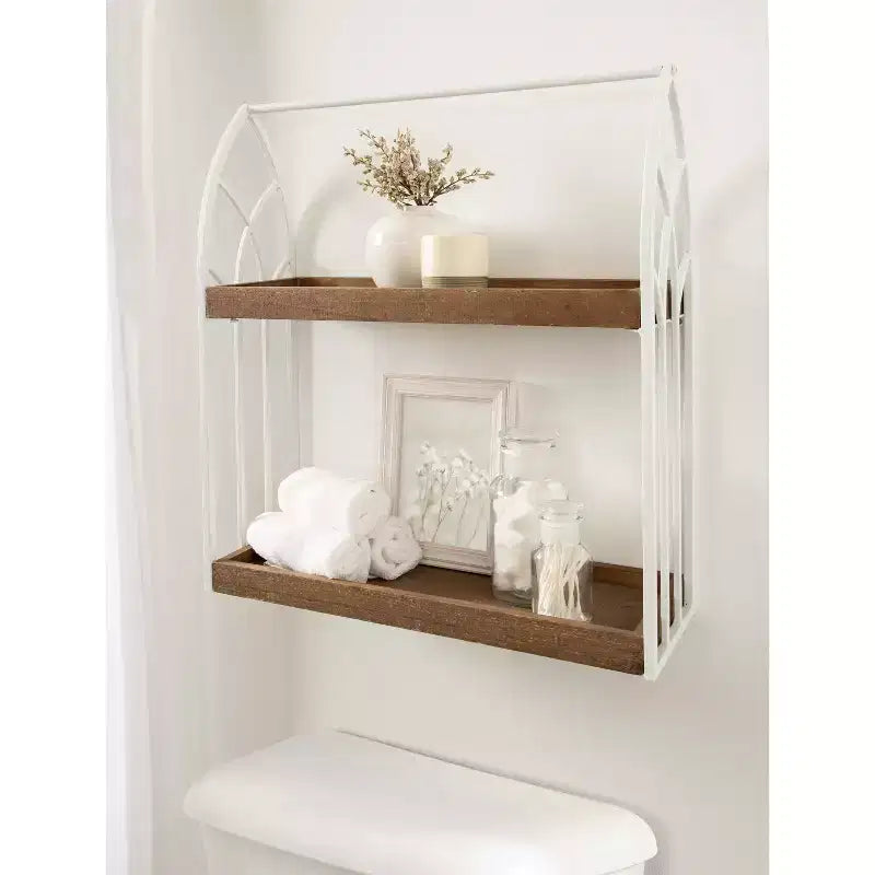 Mensole decorative rettangolari in legno Kate and Laurel Castille, 20x7x22, bianco e marrone rustico
