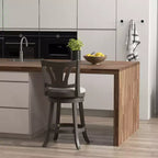 Costway Sgabello da Bar Girevole da 67,5 cm Altezza Contatore con Schienale Curvo e Gambe in Legno di Caucciù