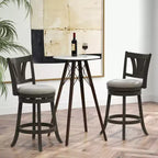 Costway Sgabello da Bar Girevole da 67,5 cm Altezza Contatore con Schienale Curvo e Gambe in Legno di Caucciù