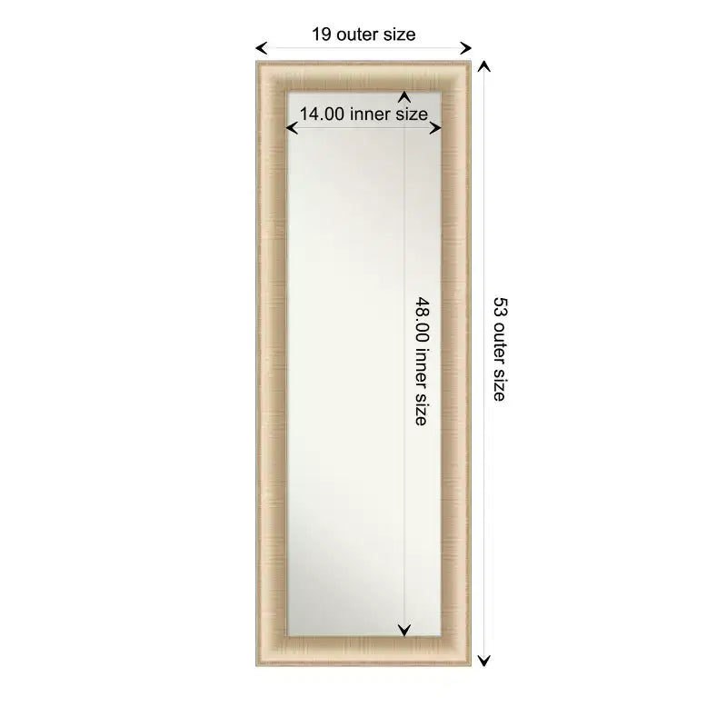 Amanti Art Elegante specchio da porta spazzolato color miele senza bordo, specchio a figura intera, specchio da parete 52.75 in. x 18.75 in.