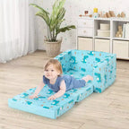 Costway Divano per Bambini Trasformabile 2-in-1 Poltrona Sdraio Pieghevole per Bambini Divano Letto Imbottito