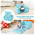 Costway Divano per Bambini Trasformabile 2-in-1 Poltrona Sdraio Pieghevole per Bambini Divano Letto Imbottito