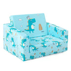 Costway Divano per Bambini Trasformabile 2-in-1 Poltrona Sdraio Pieghevole per Bambini Divano Letto Imbottito